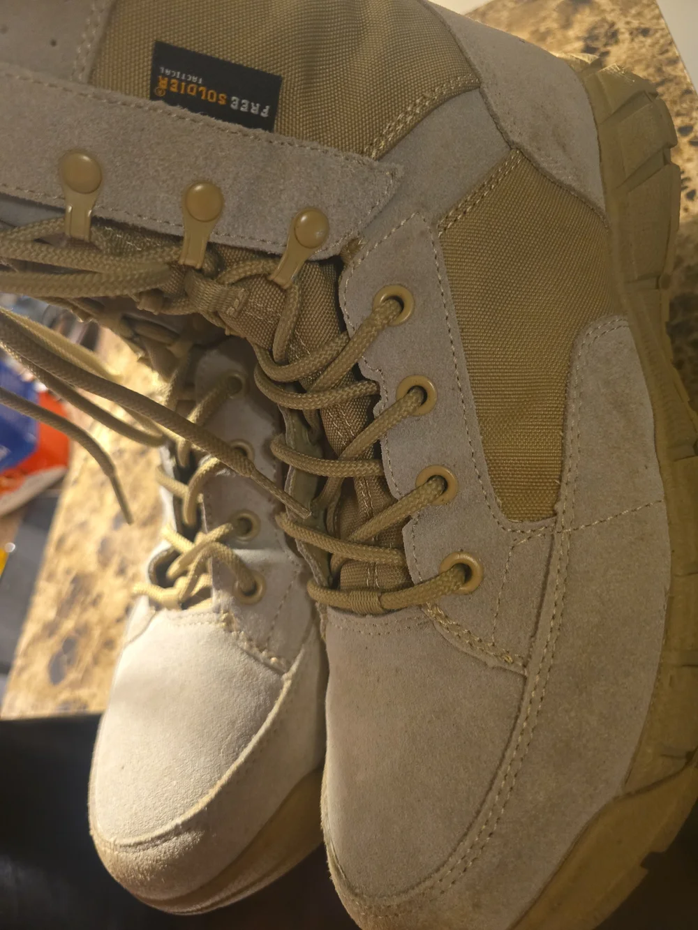 Free Soldier  Mens Tan ACC0014 Cordura Fabric Waterproof Combat Boots Size 10